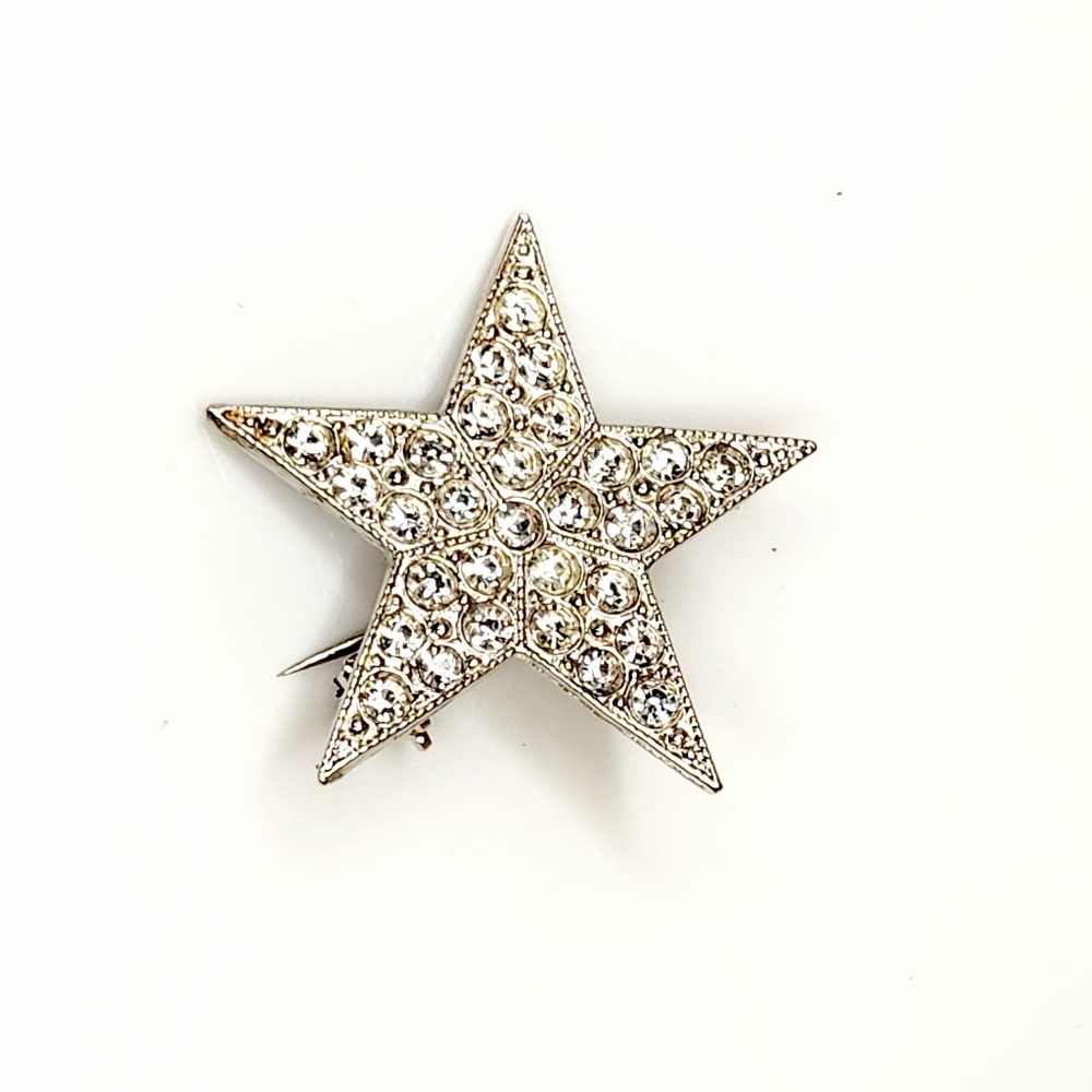 Vintage YSL Star Pin With Rhinestones